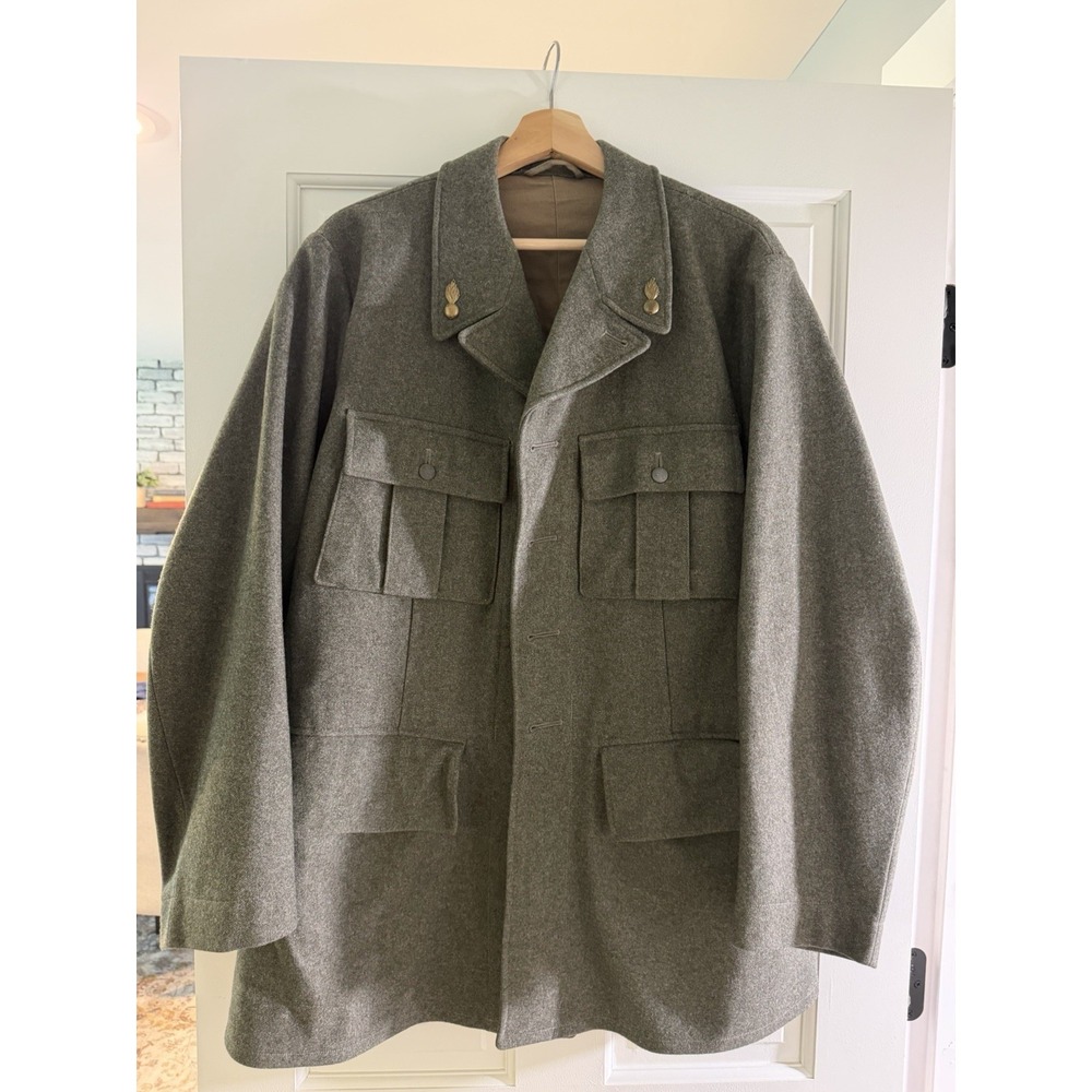 Vintage 1941 Swedish Military Wool Field Jacket Tunic Gray Green WWII Size 104